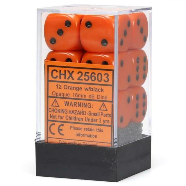 Opaque: Orange/Black 16MM D6 Set | Gopher Games