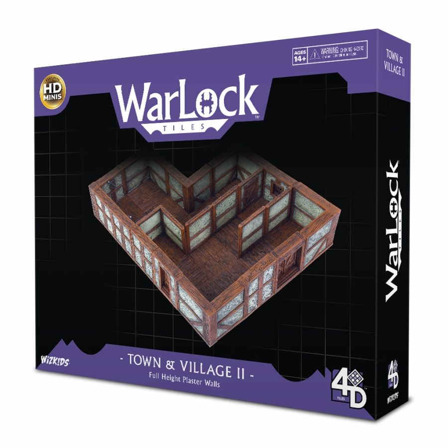 WARLOCK TILES: TOWN AND VILLAGE 2: FULL HEIGHT PLASTER WALLS | Gopher Games
