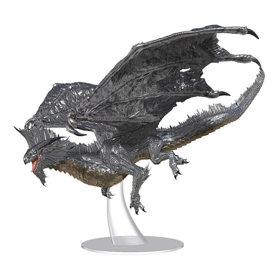 DUNGEONS AND DRAGONS NOLZUR'S MARVELOUS MINIATURES: ADULT SILVER DRAGON | Gopher Games